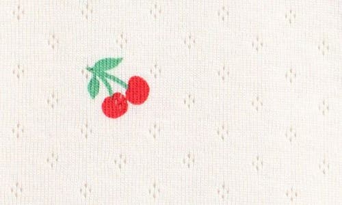 Shop Mini Boden Kids' Ruffle Pointelle Top In Ivory Cherries