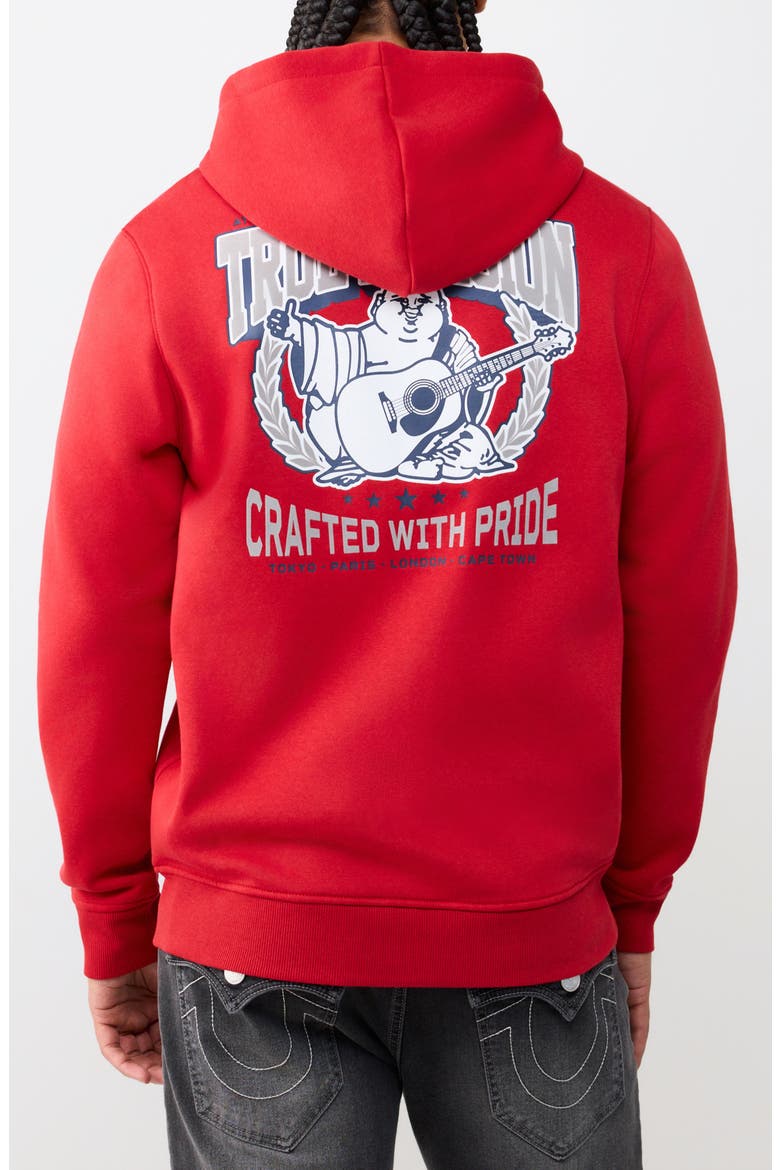 Wreath Buddha Zip Hoodie, Alternate, color, TRV RED