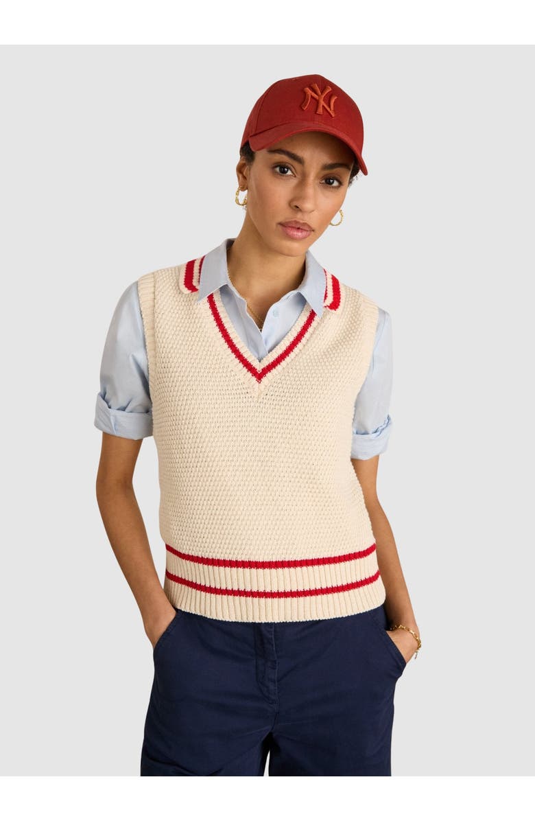 81043072 Agnes Ecotec Knitted Vest, Main, color, Cream & Crimson