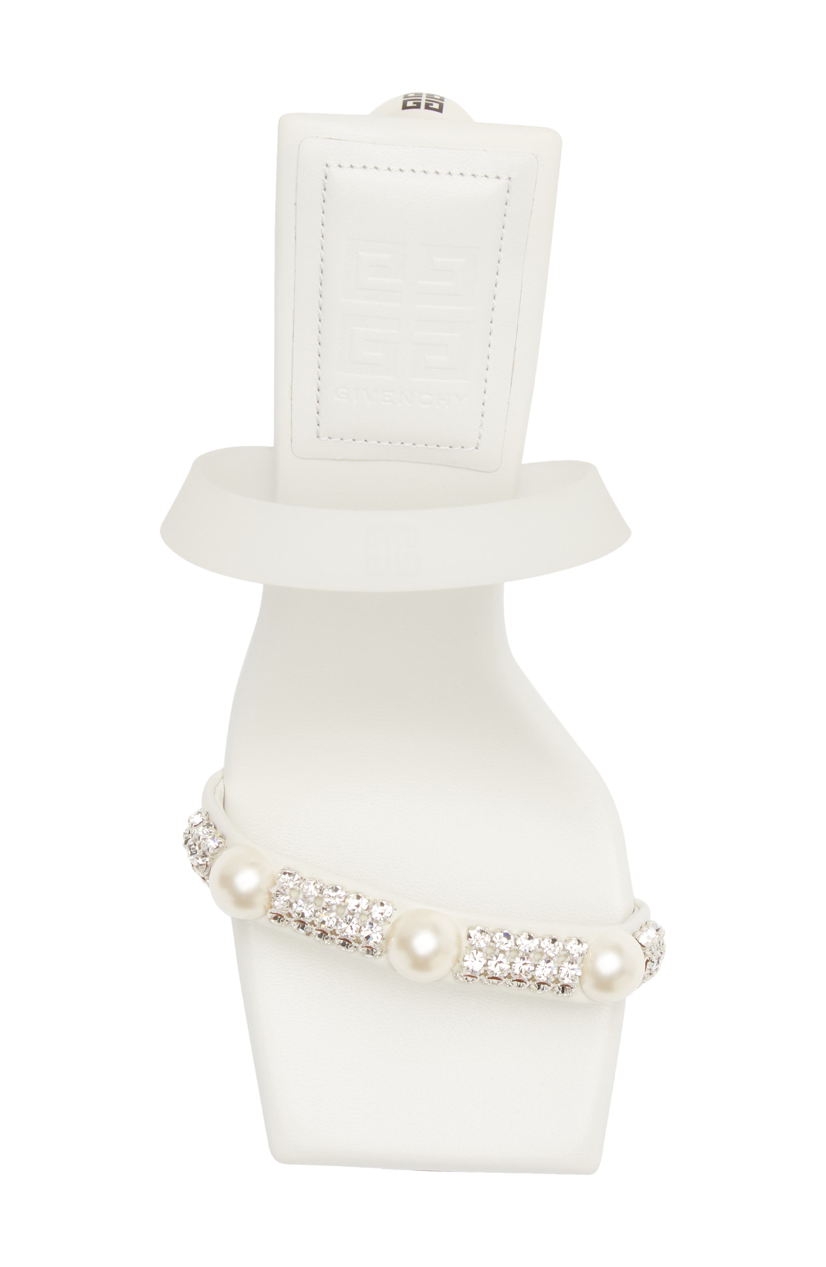 4-G Imitation Pearl & Crystal Slingback Sandal, Alternate, color, IVORY