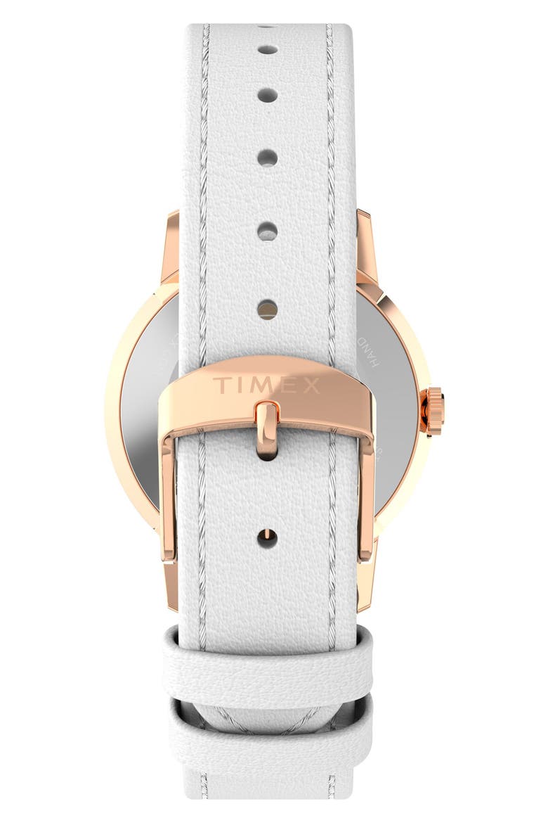 x Peanuts Marlin® Snoopy Floral Leather Strap Watch, 34mm, Alternate, color, PURPLE MULTI/ WHITE