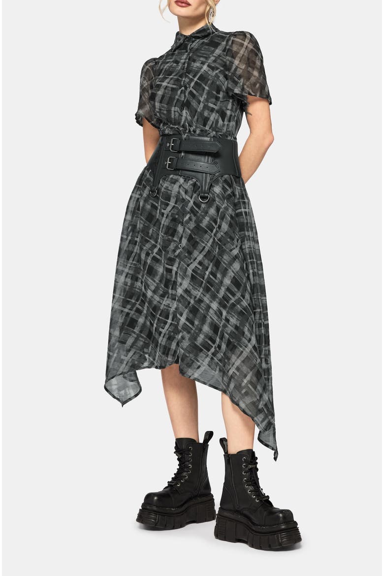 Rhoswen Checked Midaxi Shirt Dress, Alternate, color, Grey