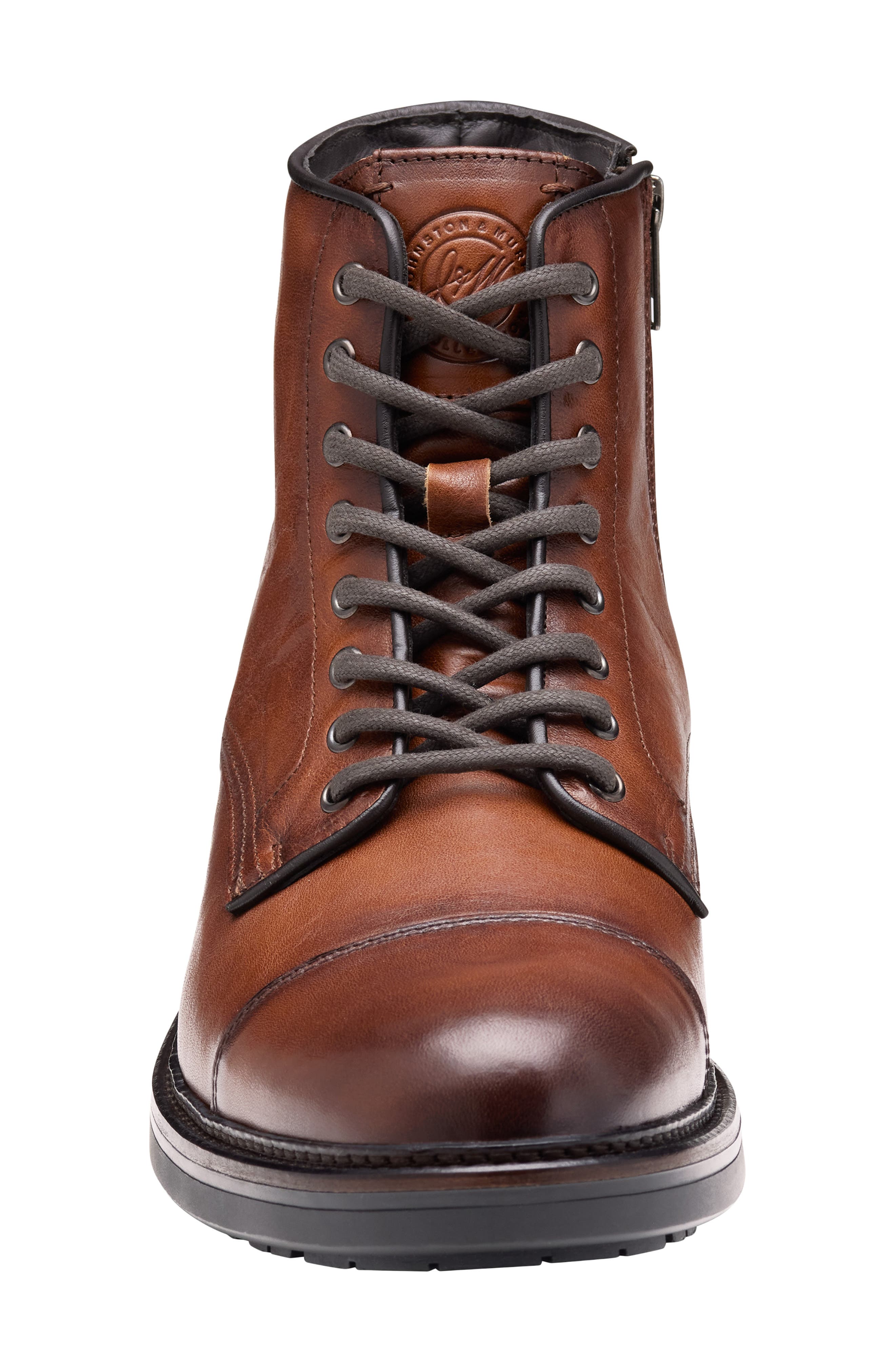 Latham Cap Toe Combat Boot, Alternate, color, TAN EUROPEAN CALFSKIN