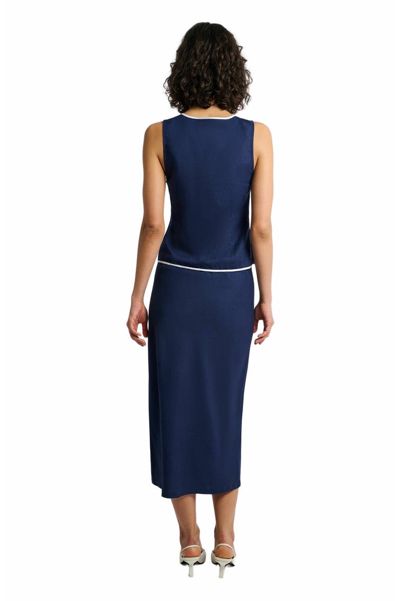 Air Linen Tie Front Tank, Alternate, color, DEEP NAVY/WHITE