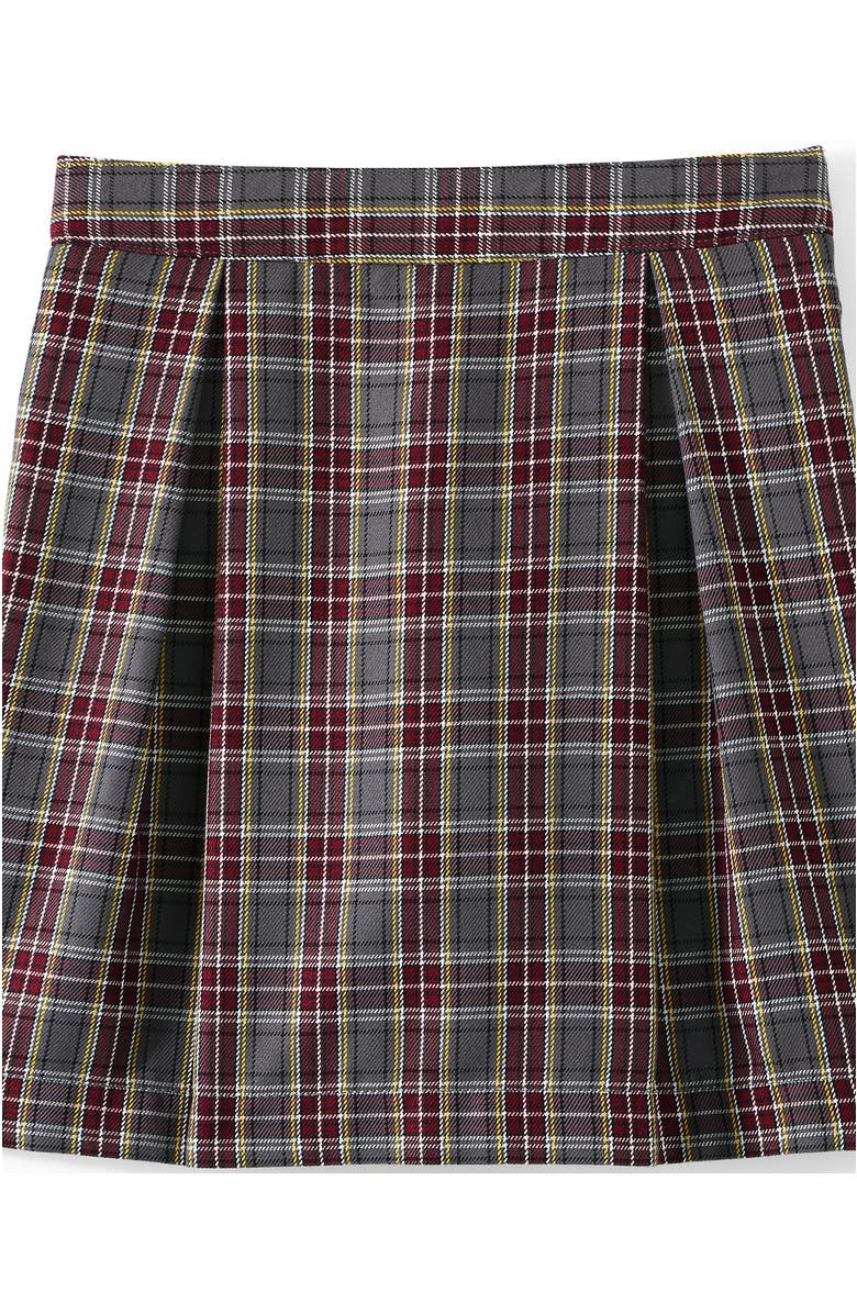 Lands' End School Uniform Girls Plaid Skort Top of Knee, Alternate, color, Gray Heather/Maroon Plaid