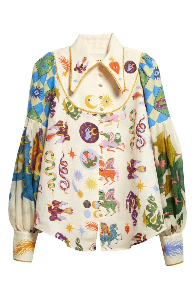 ALEMAIS Lou Print Linen Shirt, Alternate, color, 