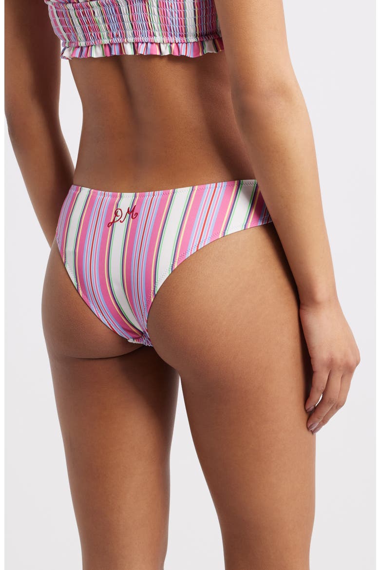 Stripe Smocked Bow Bikini Bottoms, Alternate, color, PINK