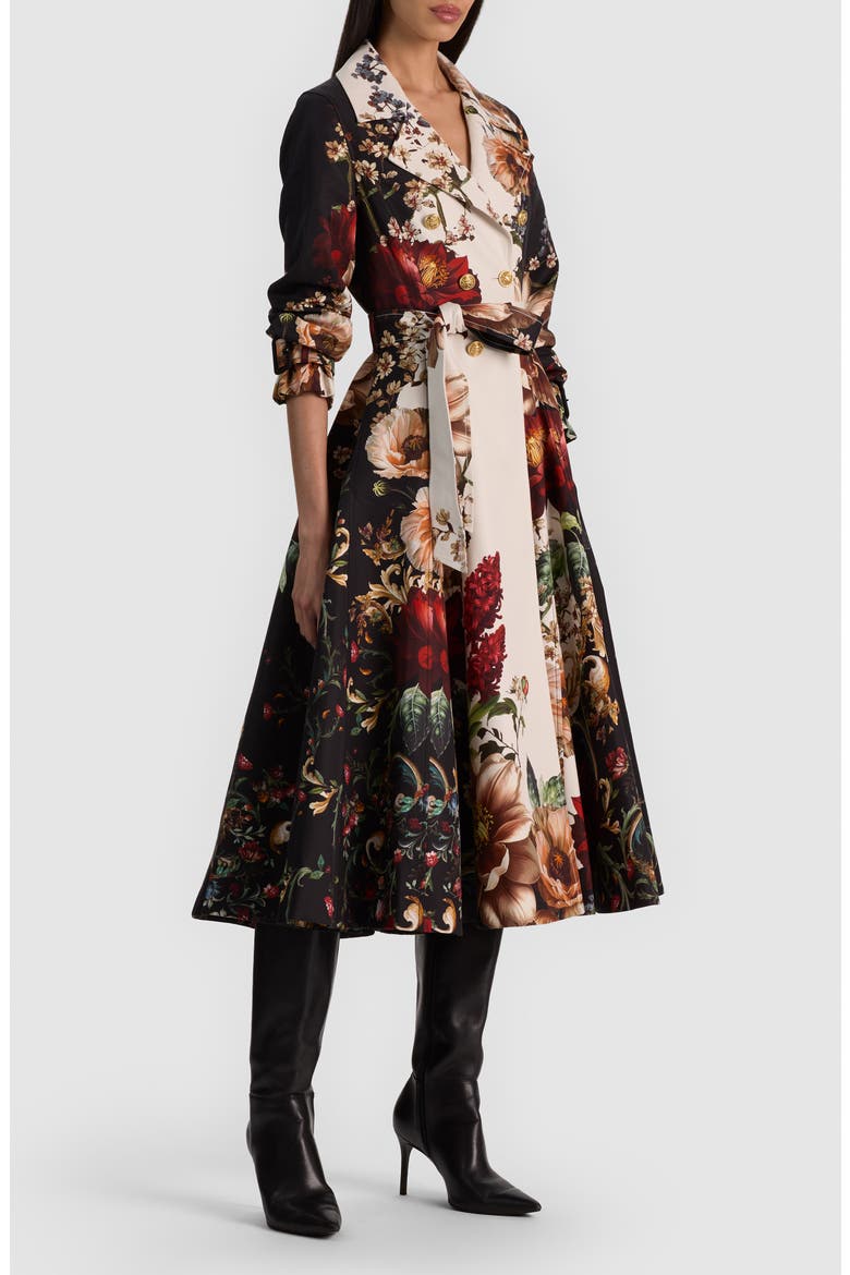 Ellie Godet Trench Coat, Alternate, color, FLORAL RADIANCE