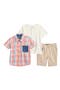 Kids' Henley T-Shirt, Short Sleeve Woven Button-Up Shirt & Drawstring Shorts Set