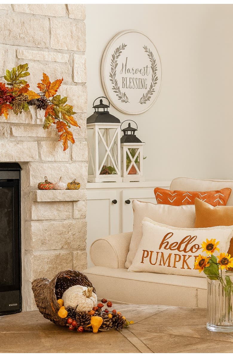 Transpac Fall Harvest Orange Pumpkin Glass Tabletop Figurine Set of 3, Alternate, color, Orange