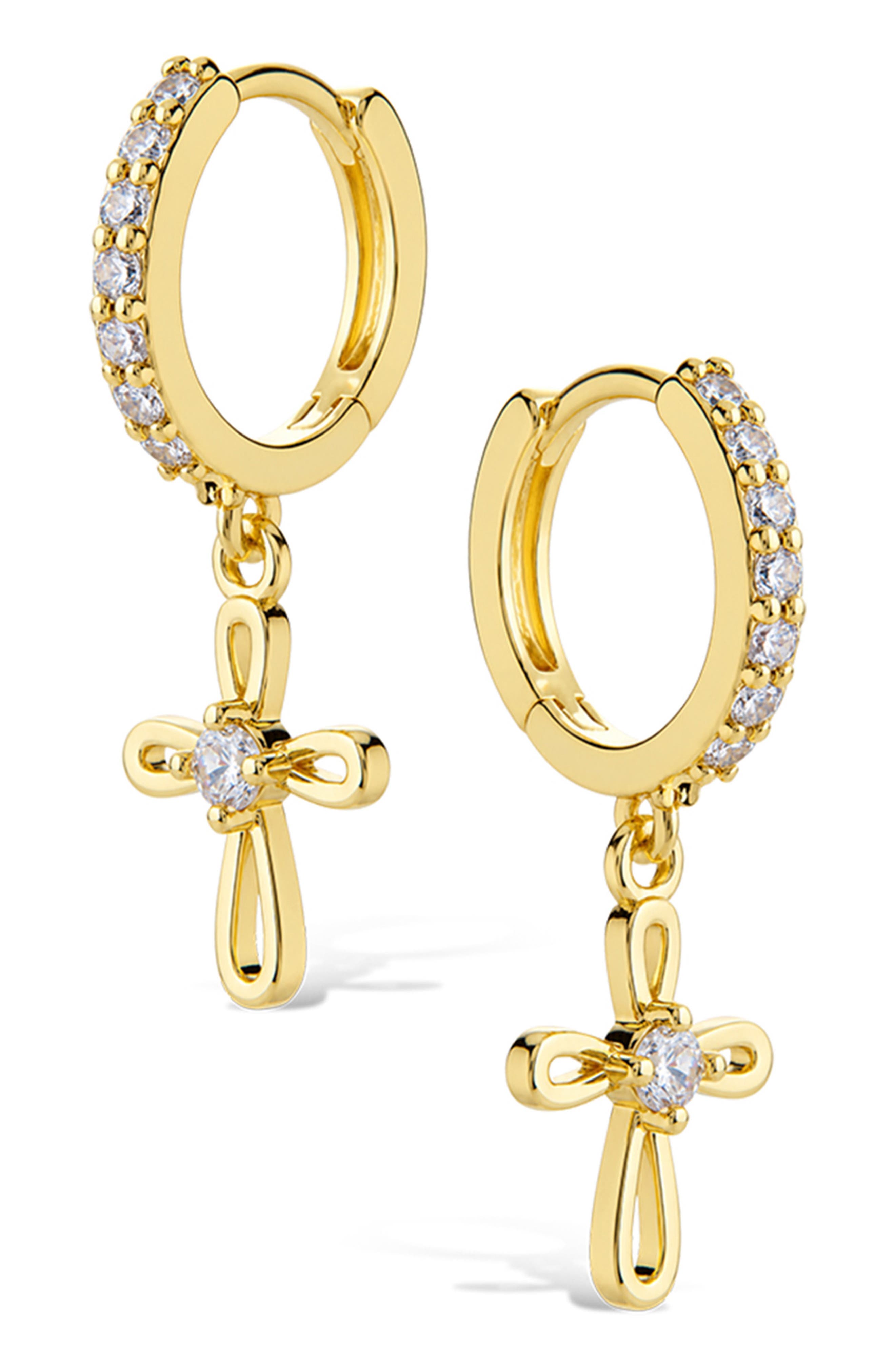 Cross Charm Huggie Hoop Earrings