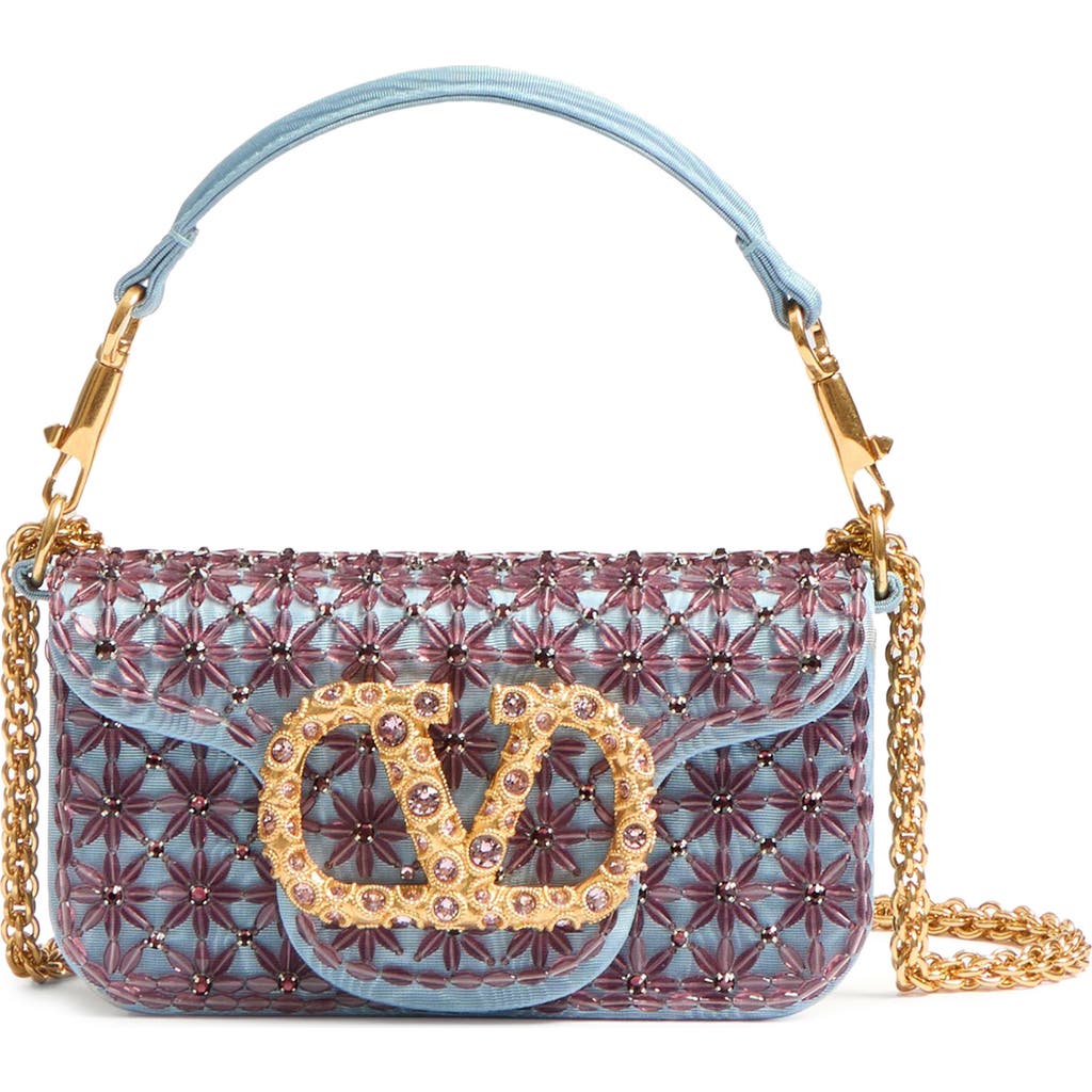 Valentino Loco Small Crystal Shoulder Bag In Amethyst