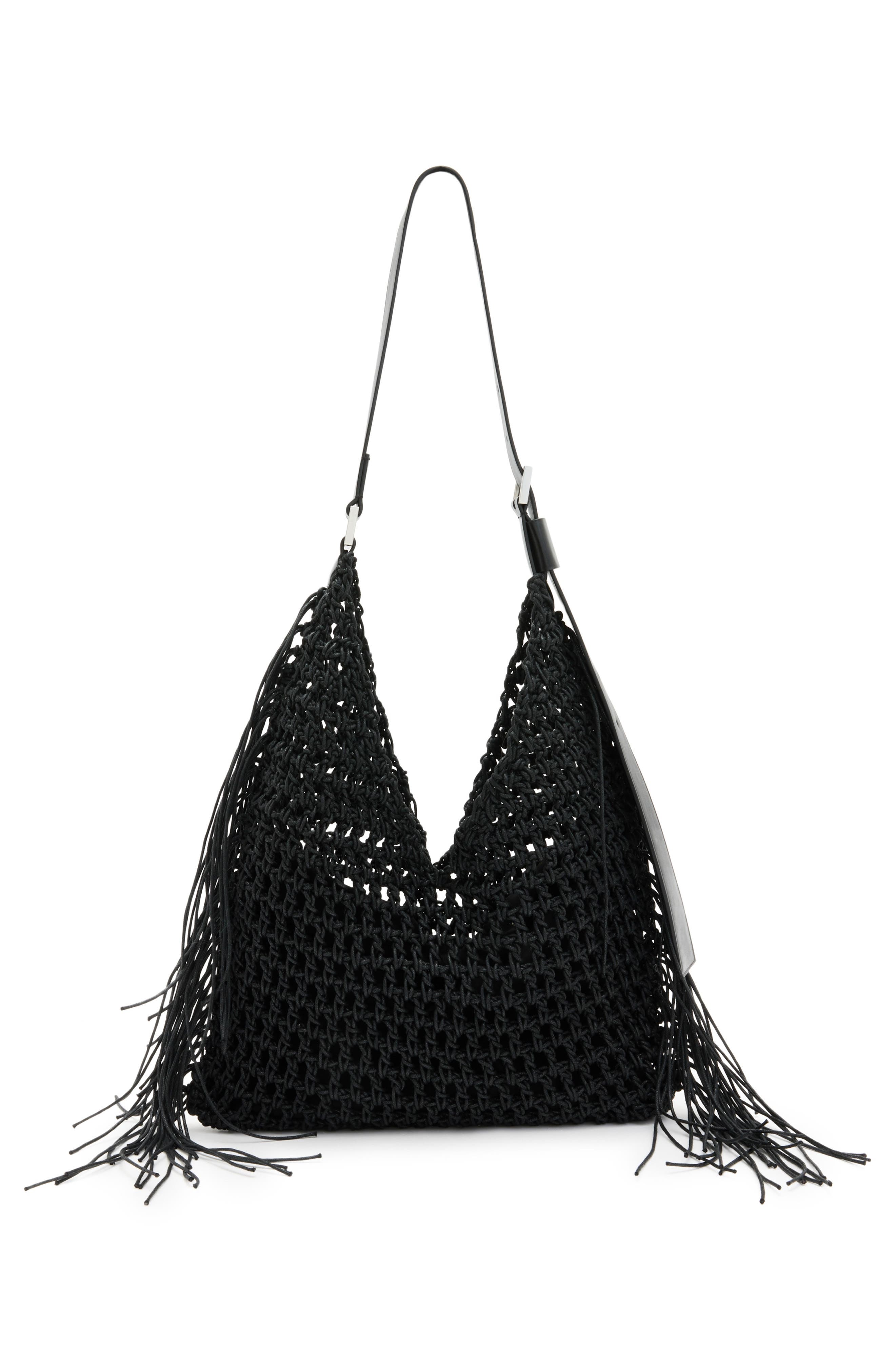 AllSaints Sabine Macramé Shoulder Bag, Alternate, color, 