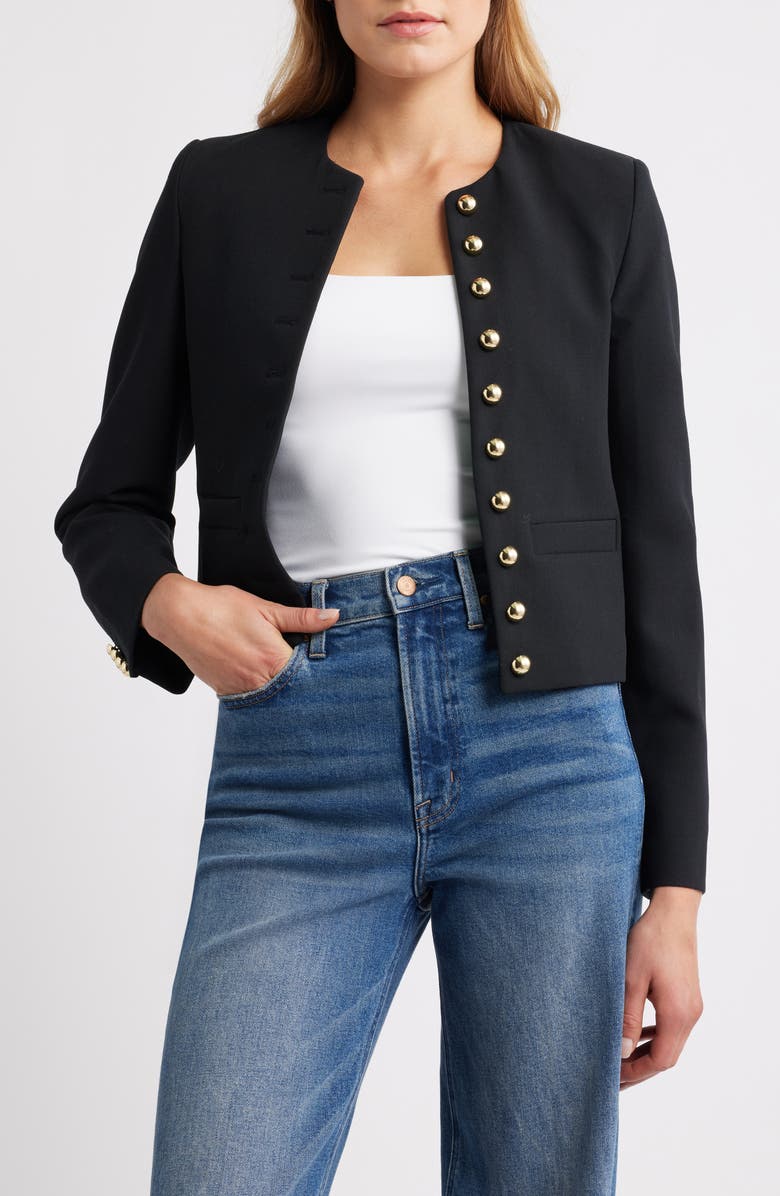 MANGO Grace Crop Jacket, Main, color, Black