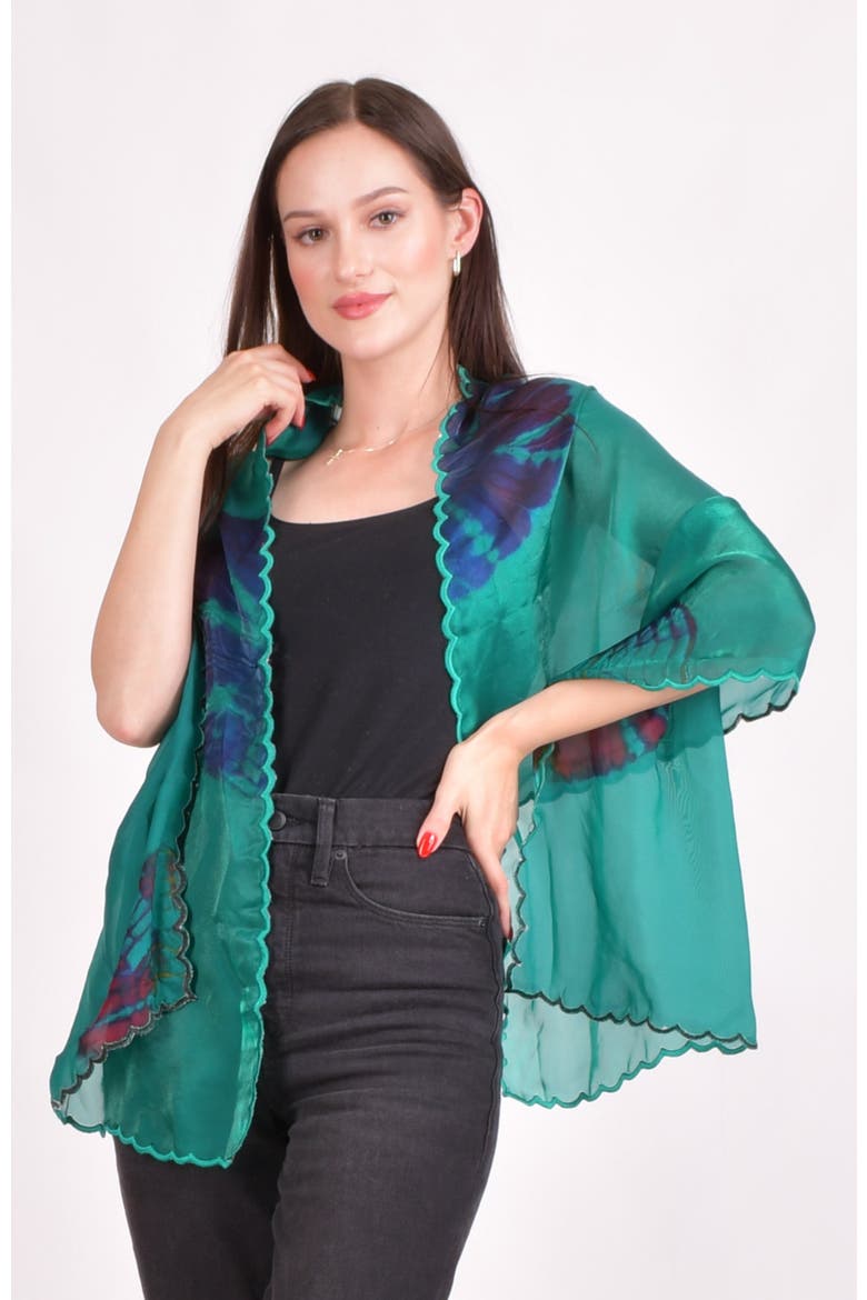 Trina Hand Tie Dye Scarf, Main, color, Green