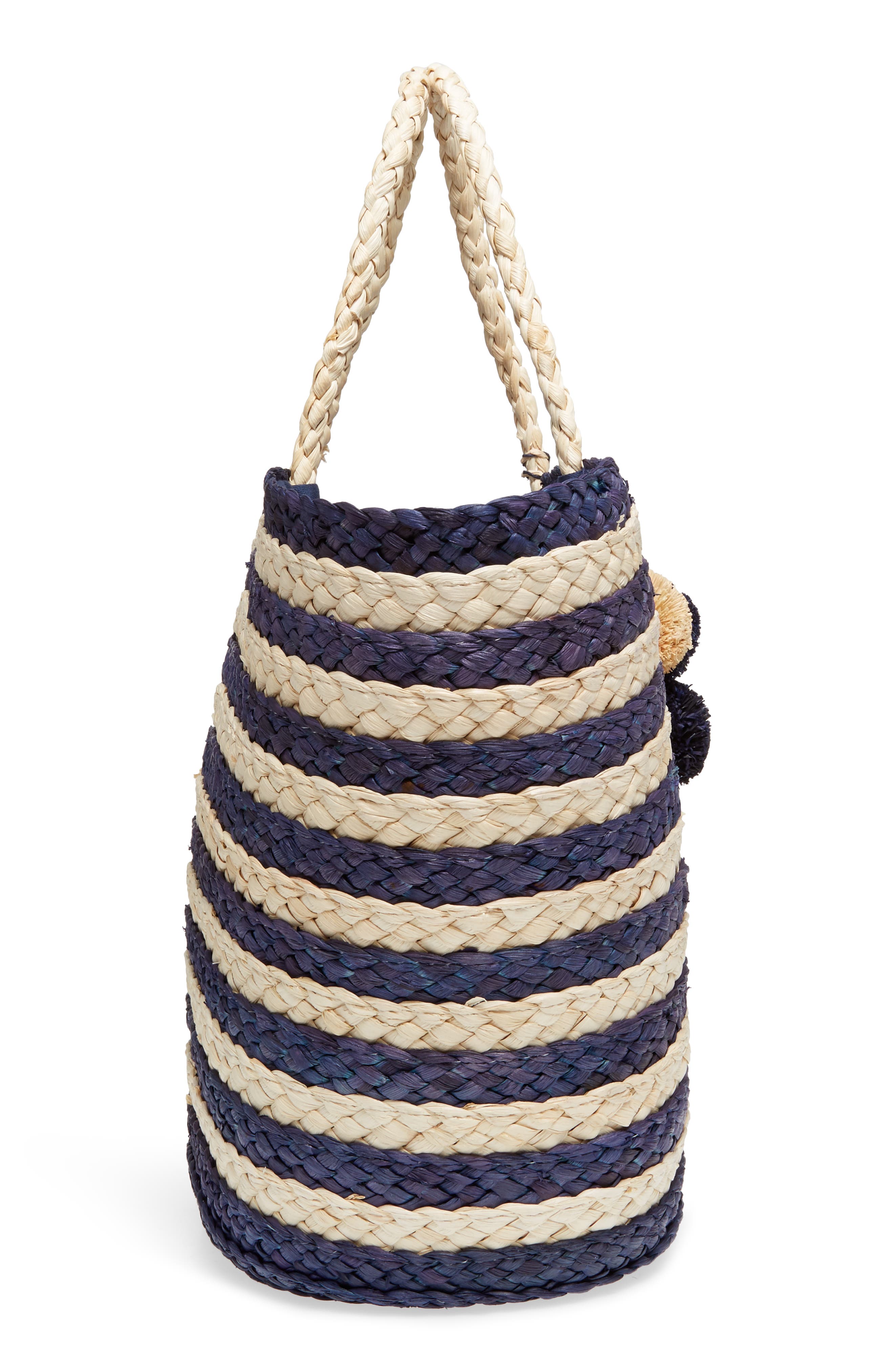 Stripe Woven Cornhusk Tote, Alternate, color, NAVY/ NATURAL
