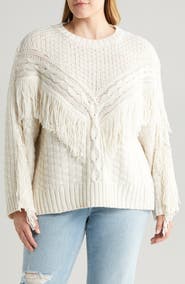 ASOS DESIGN Curve Cable & Fringe Sweater