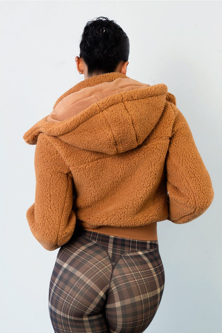 Teddy Bomber Jacket, Alternate, color, Caramel