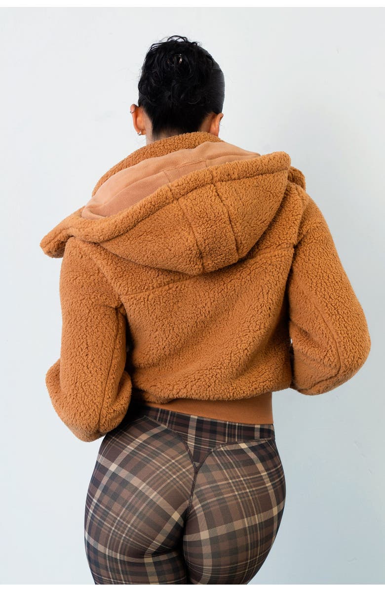 Vitality Teddy Bomber Jacket, Alternate, color, Caramel