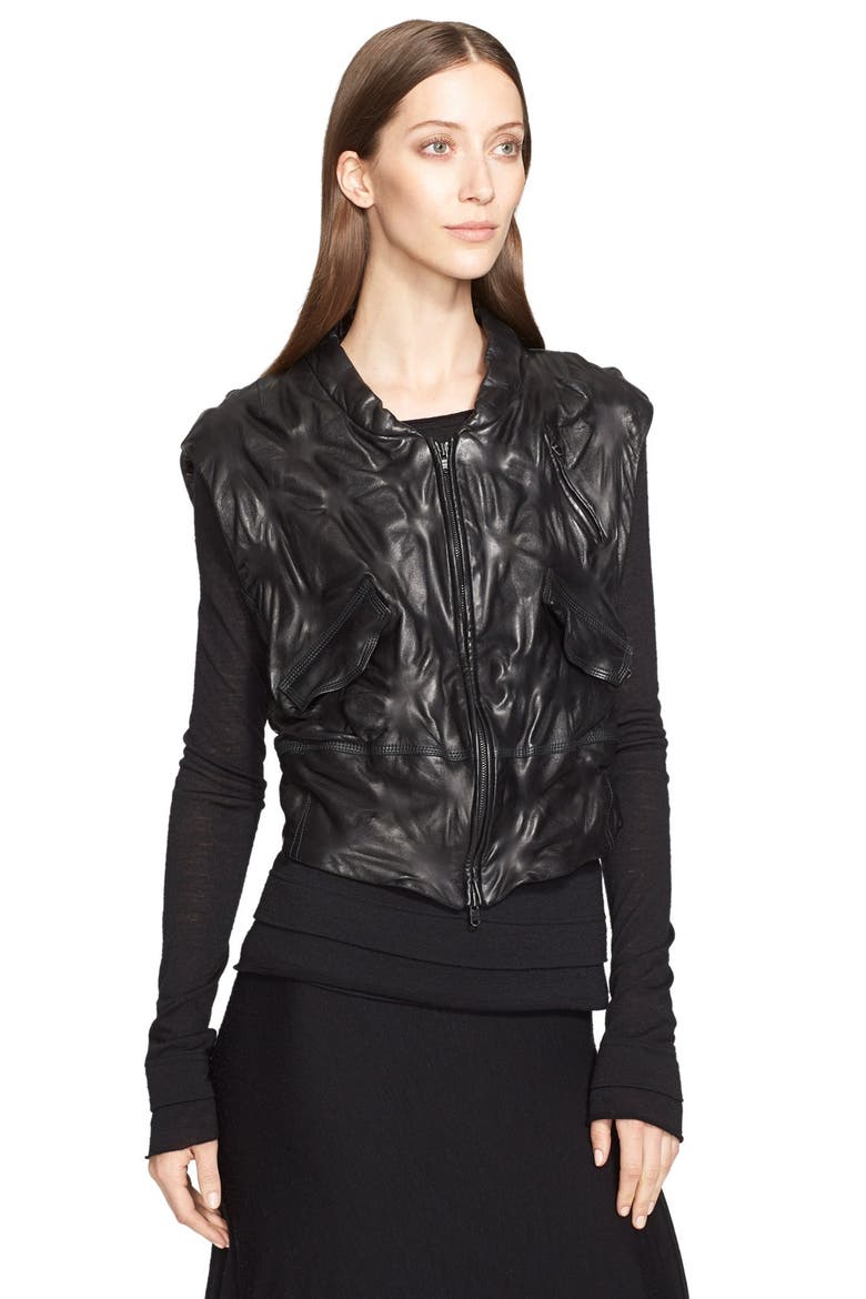 Nappa Leather Vest, Main, color, BLACK