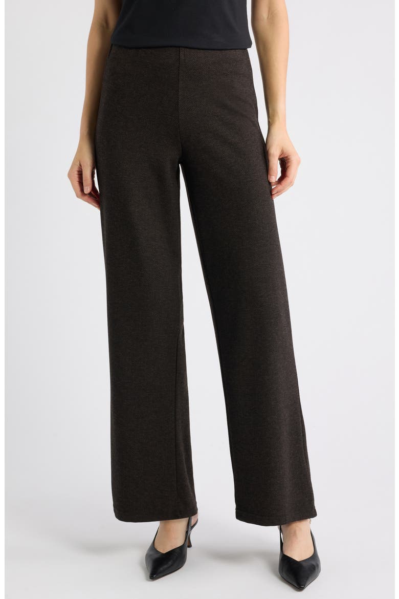 Herringbone Pull-On Pants, Main, color, BROWN