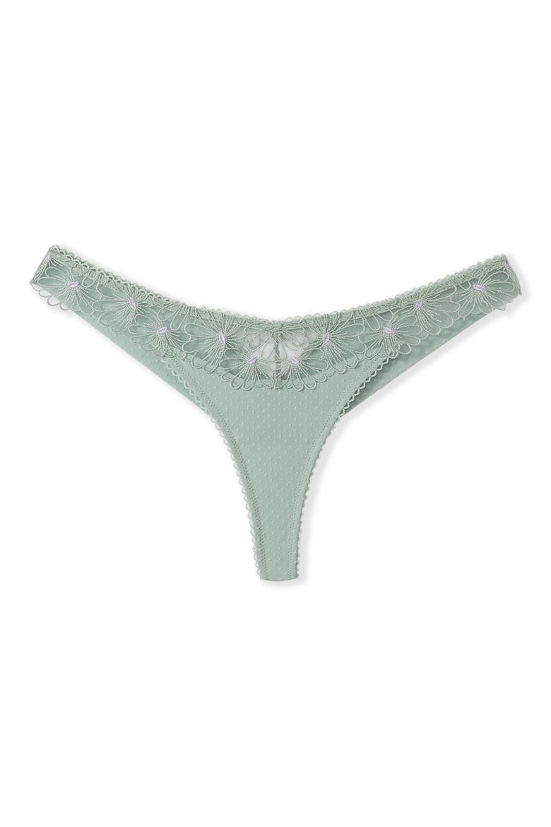 Daisy Embroidered Tanga Thong, Alternate, color, CELADON