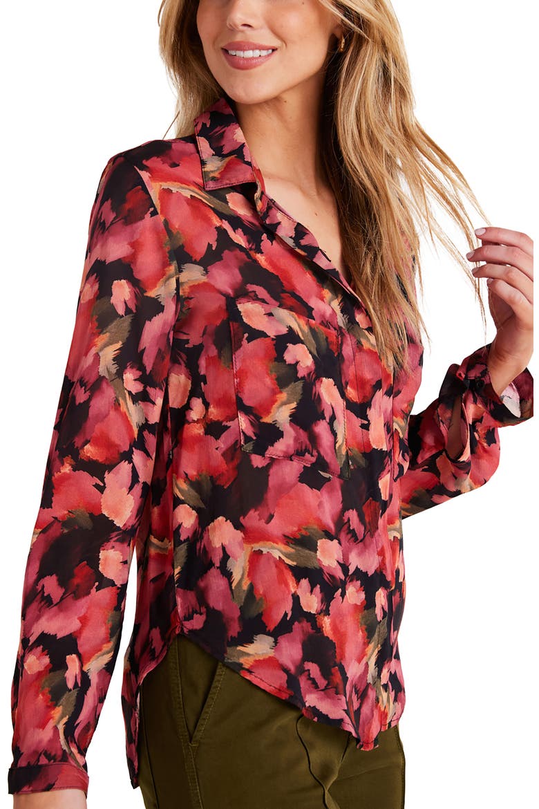 Hipster Button Front Shirt, Alternate, color, AUTUMN BLOOM PRINT