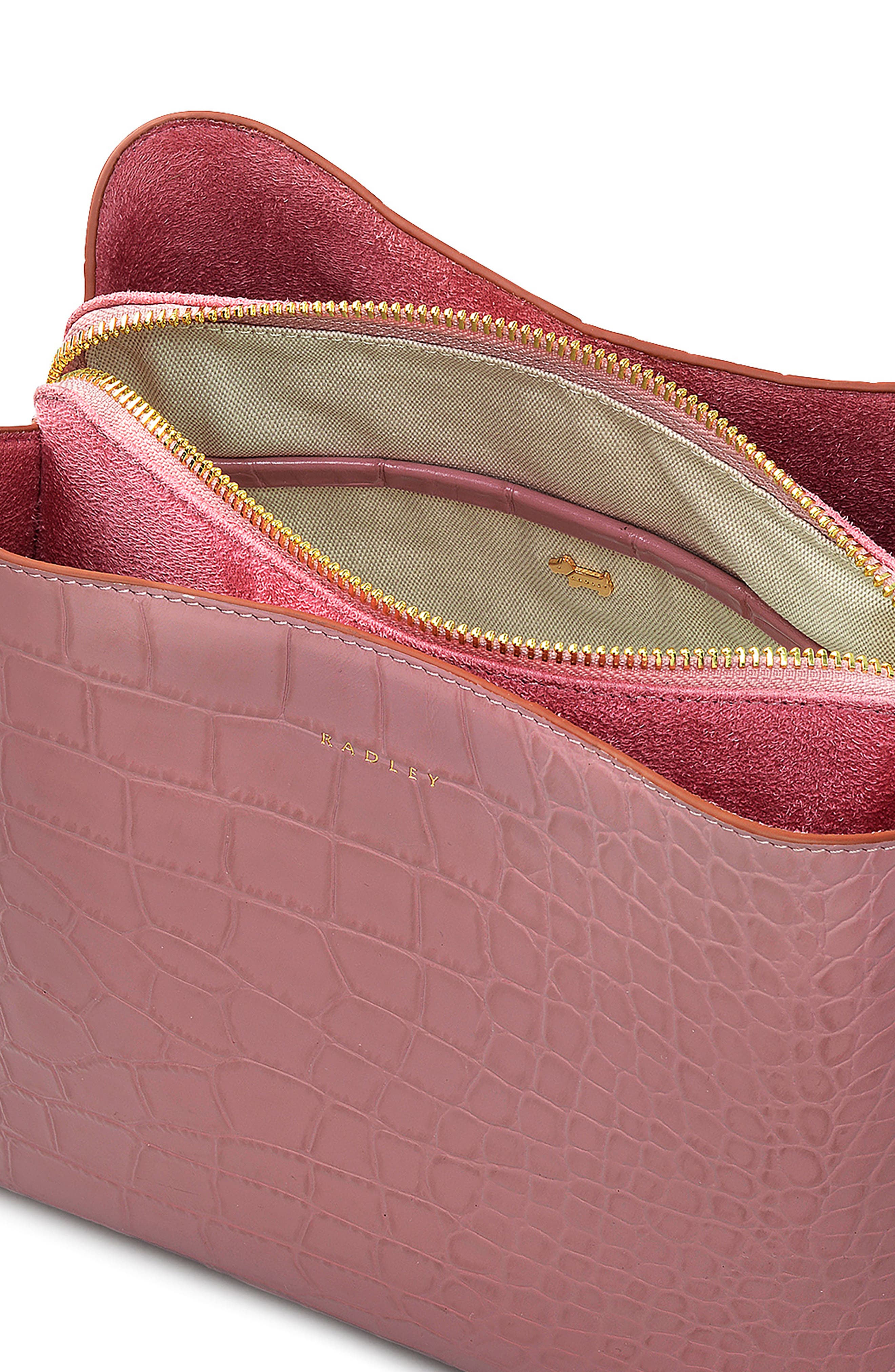 Radley Medium Duke's Place Croc-Embossed Leather Crossbody Bag, Alternate, color, French Rose