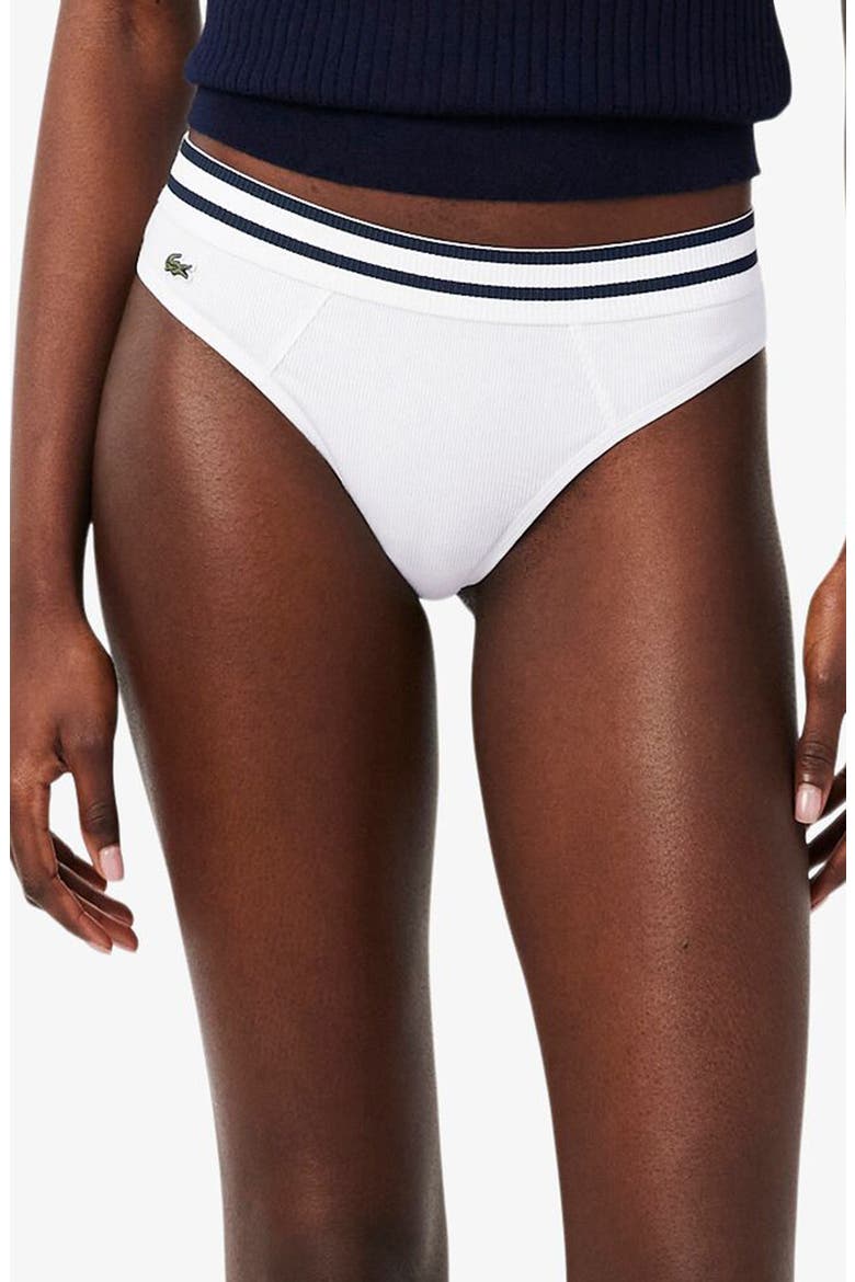 Cotton Blend Rib Thong, Main, color, 001 - BLANC