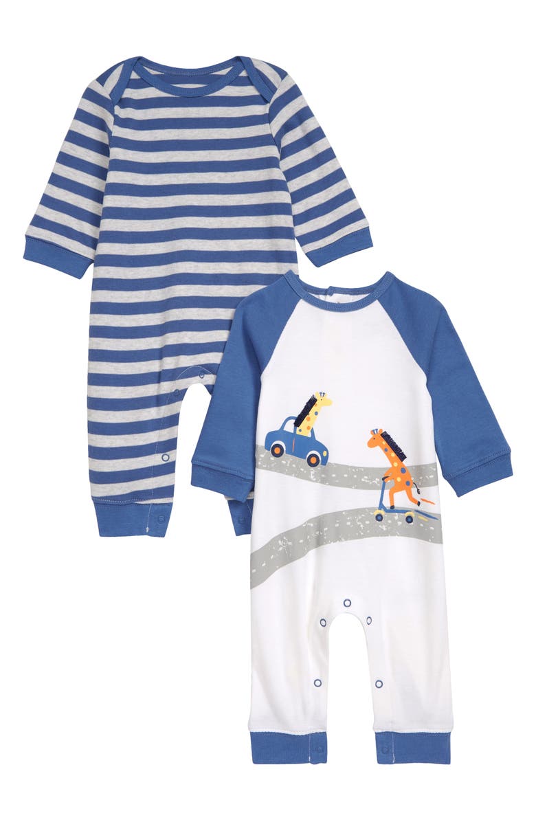 Little Me Giraffe 2-Pack Rompers, Main, color,