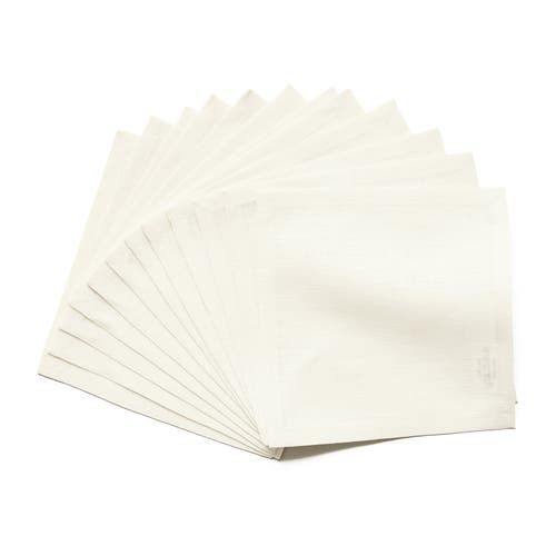 Solino Home Linen Cocktail Napkins Set Of 12, 6 X 6" In Ivory