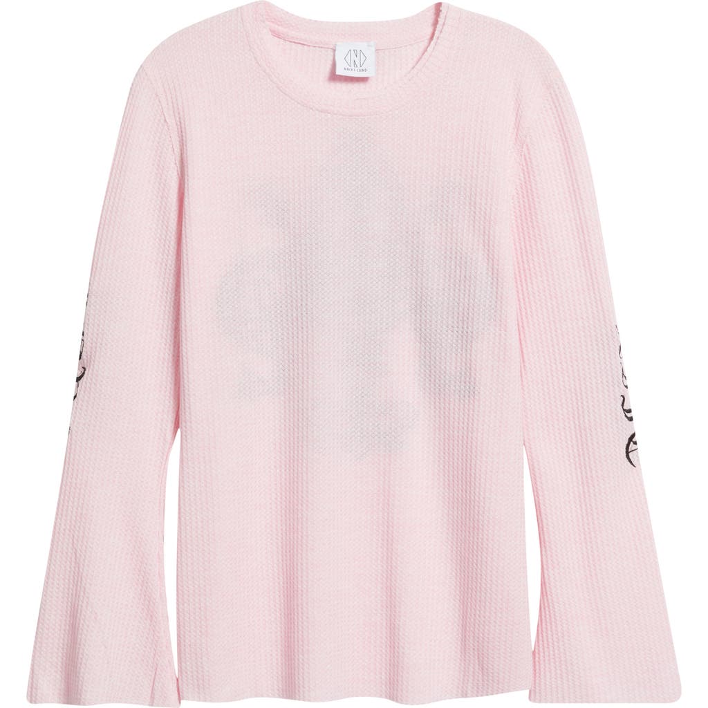 Nikki Lund Fleur Embroidered Thermal Knit Top In Pink