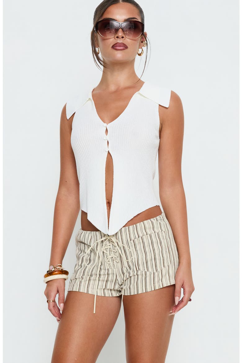 Ronnee Lace Up Striped Shorts, Alternate, color, CREAM STRIPE