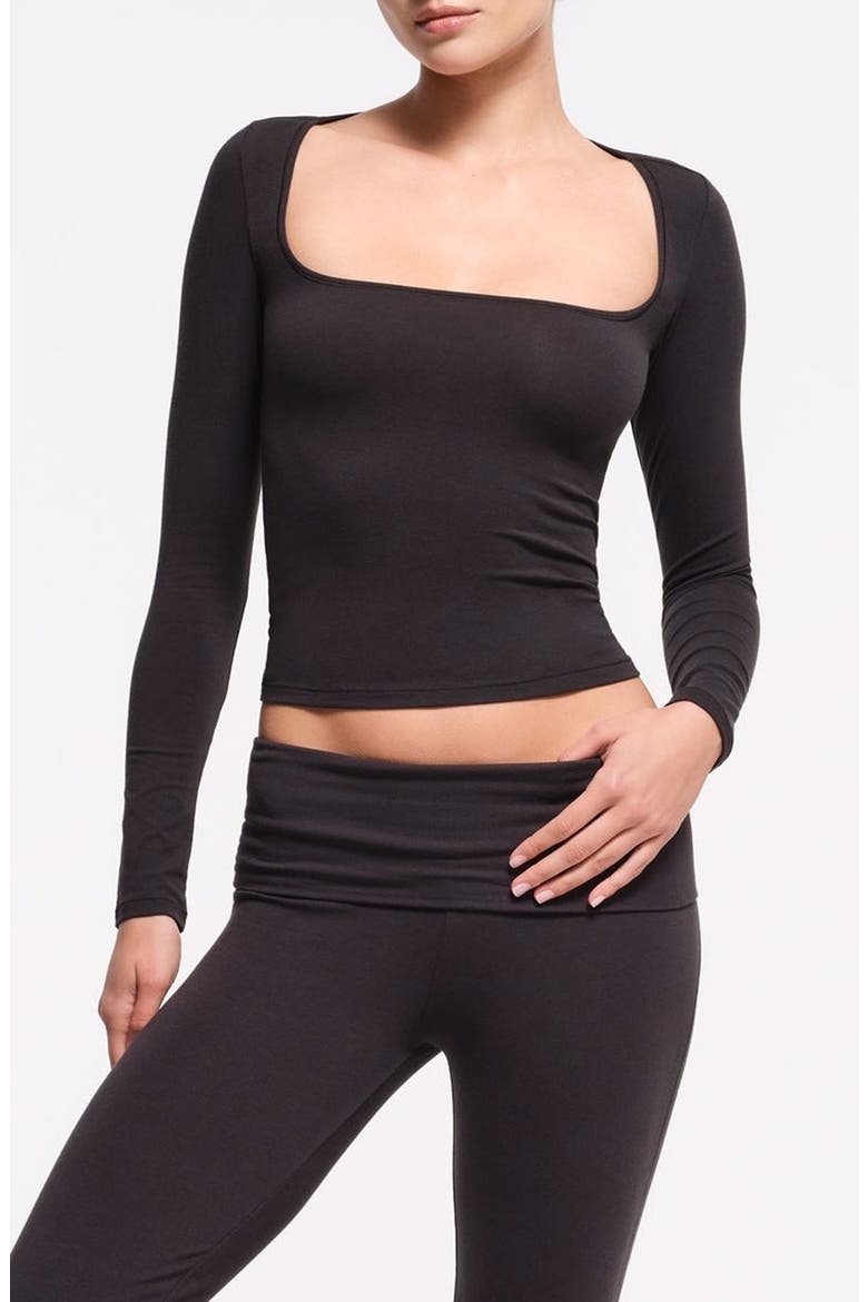 Scoop Neck Cotton Blend Jersey T-Shirt, Main, color, SOOT