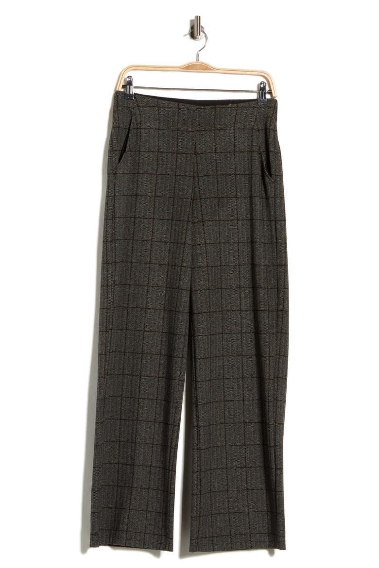 Double Knit Wide Leg Pants, Alternate, color, GREY/ BLACK WINDOW PANE