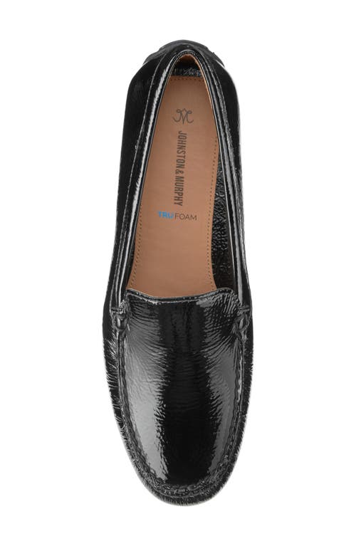 Johnston & Murphy Melanie Venetian Loafer In Black Crinkled Patent Leather
