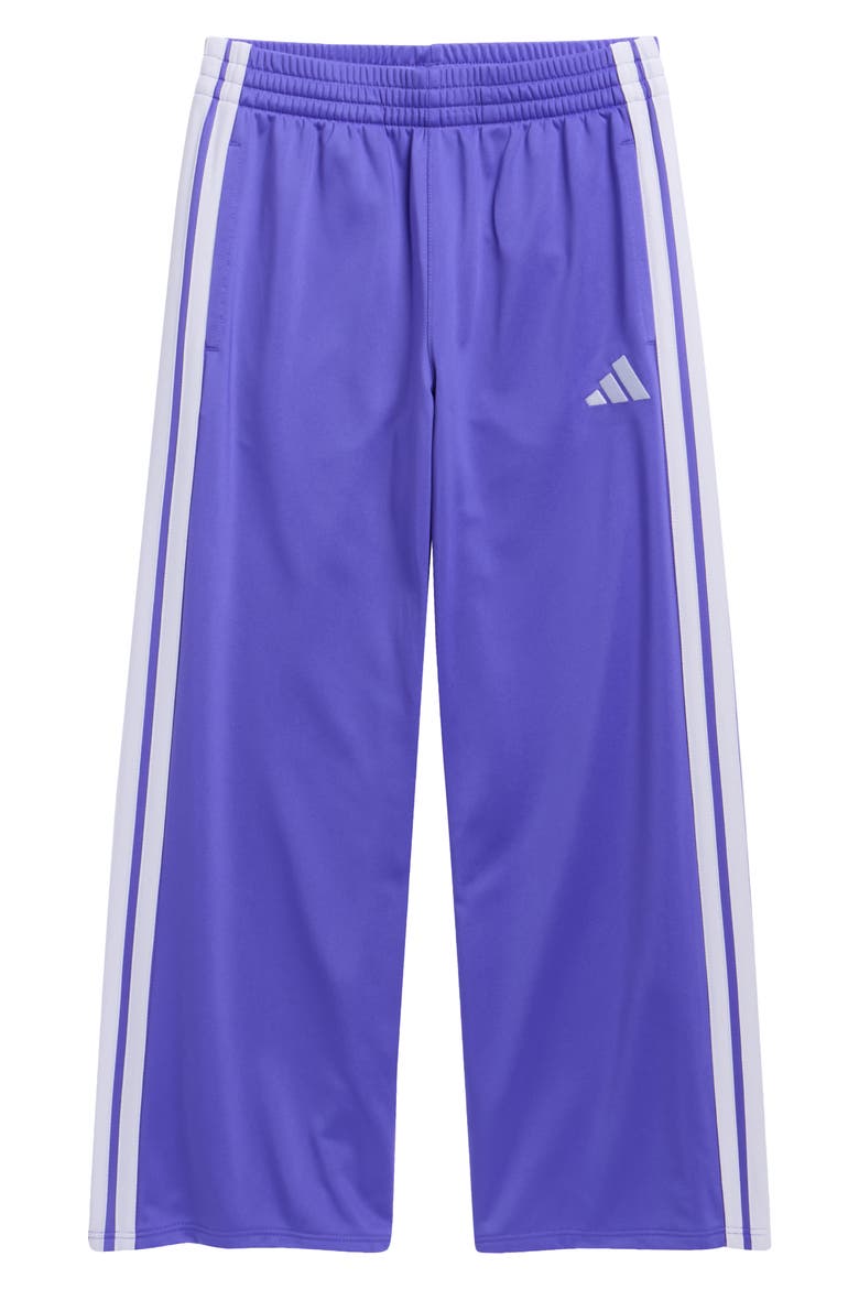 Kids' 3-Stripes Tricot Wide Leg Pants, Main, color, SOLAR PURPLE
