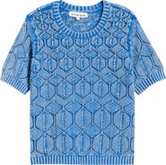 CITY BLUES Open Stitch Short Sleeve Sweater