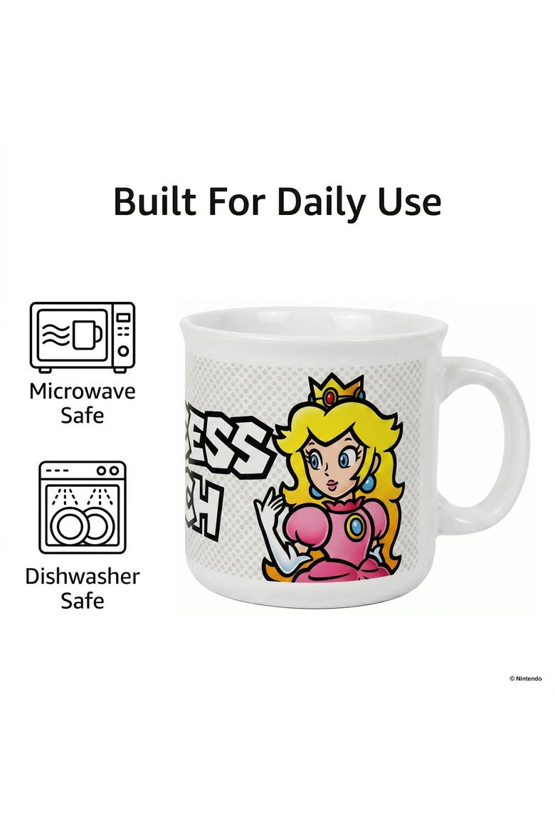 20 oz Super Mario Princess Peach Ceramic Camper Mug, Alternate, color, White