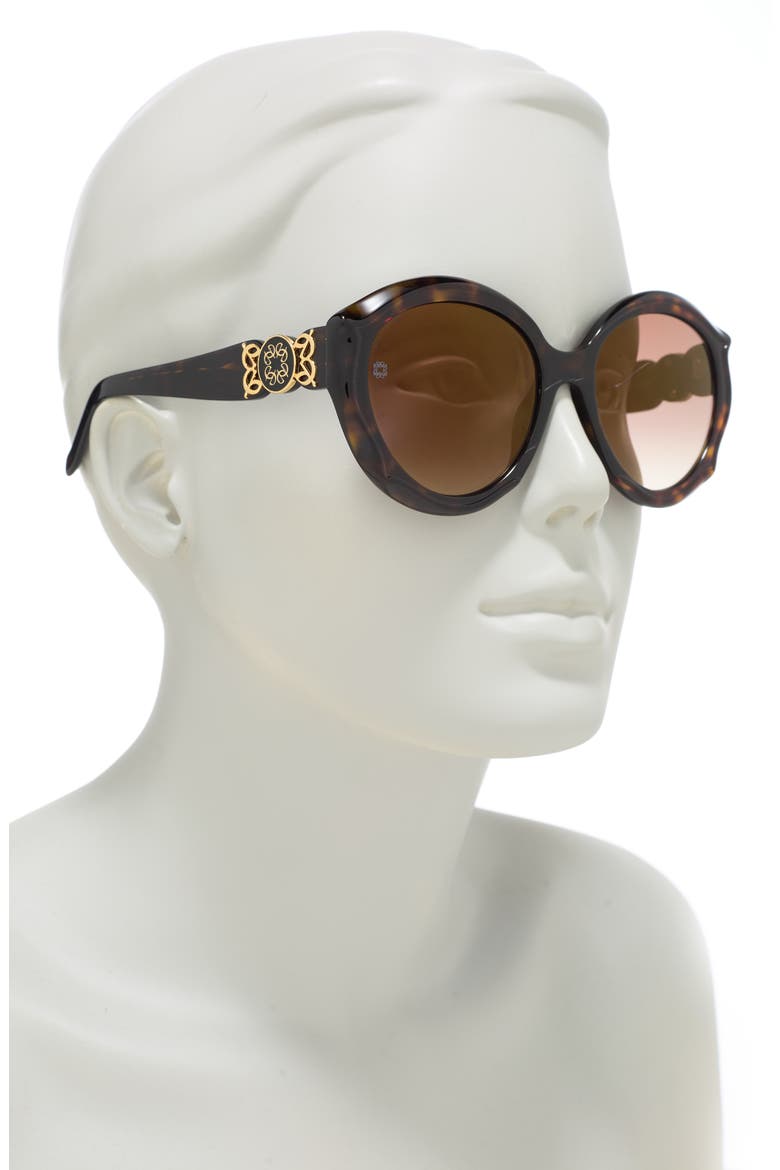 56mm Round Frame Sunglasses, Alternate, color, DKHAVANA / BROWN SS GOLD