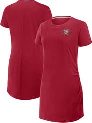 FANATICS Women's Fanatics Scarlet San Francisco 49ers Ruched Drape T-Shirt Dress