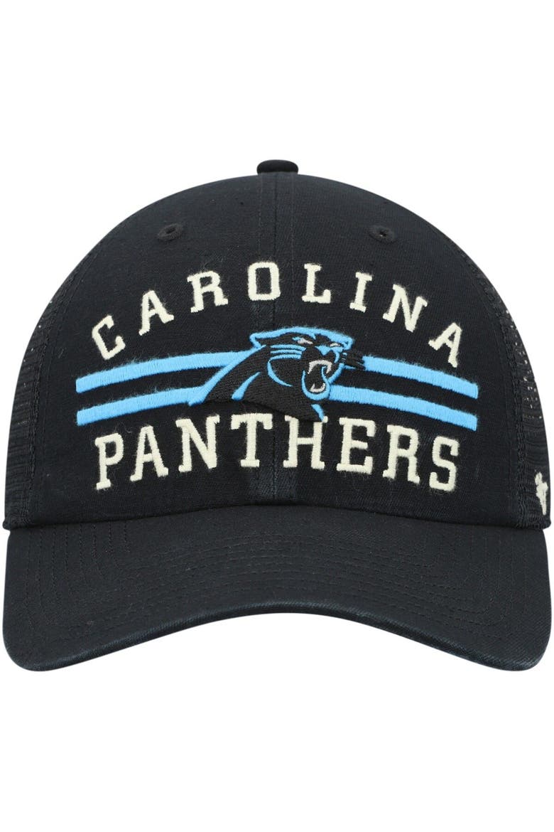 Men's '47 Black Carolina Panthers Highpoint Trucker Clean Up Snapback Hat, Alternate, color, Black