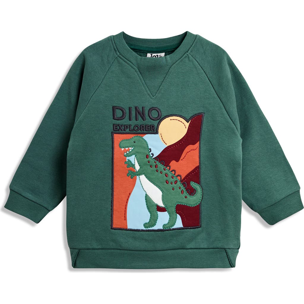 Jojo Maman Bébé Jojo Maman Bebe Kids' T-rex Appliqué Cotton Sweatshirt In Green