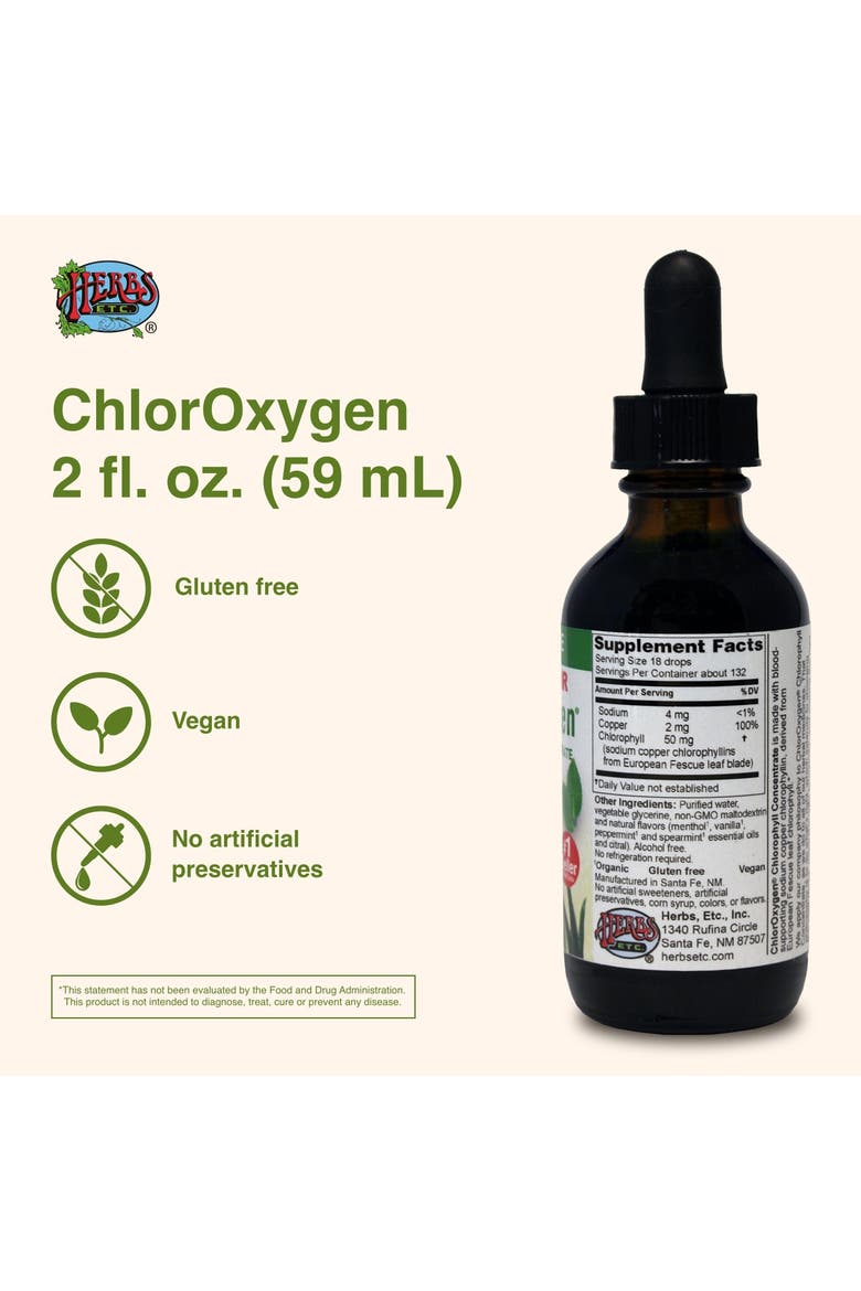 ChlorOxygen Chlorophyll Concentrate - Highly-Concentrated Energy Support - Aids Healthy Blood Circulation - Natural Vitality Support - Alcohol-Free - Mint, 2 fl oz, Alternate, color, No Color