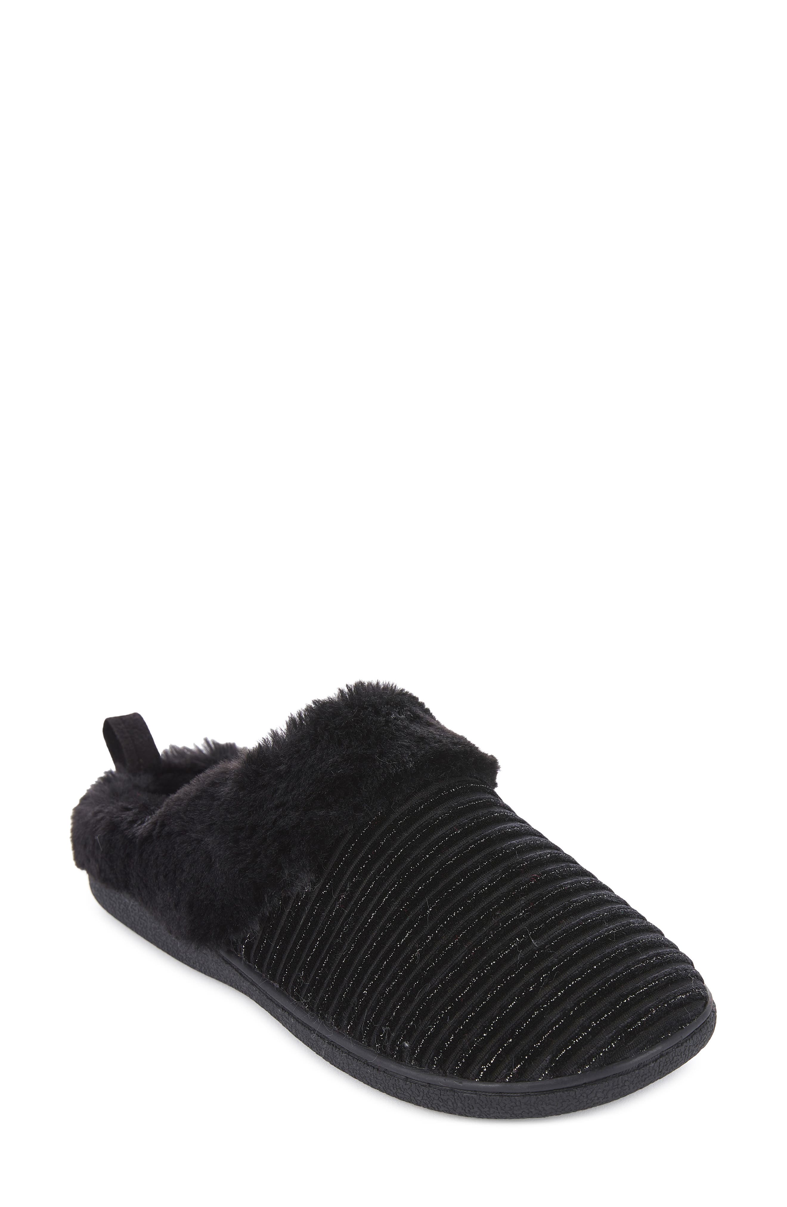 FLOOPI Faux Fur Trim Velour Clog Slipper, Main, color, 