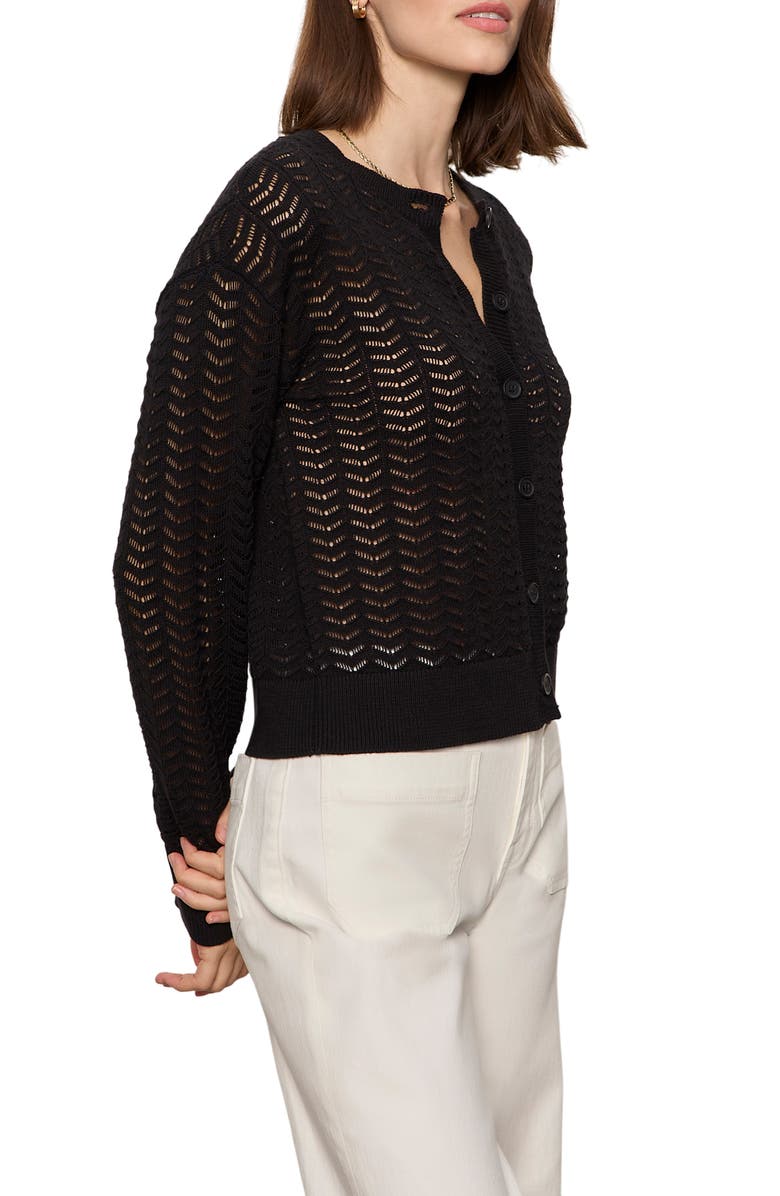 Sanctuary For Keeps Pointelle Cardigan, Alternate, color, Black