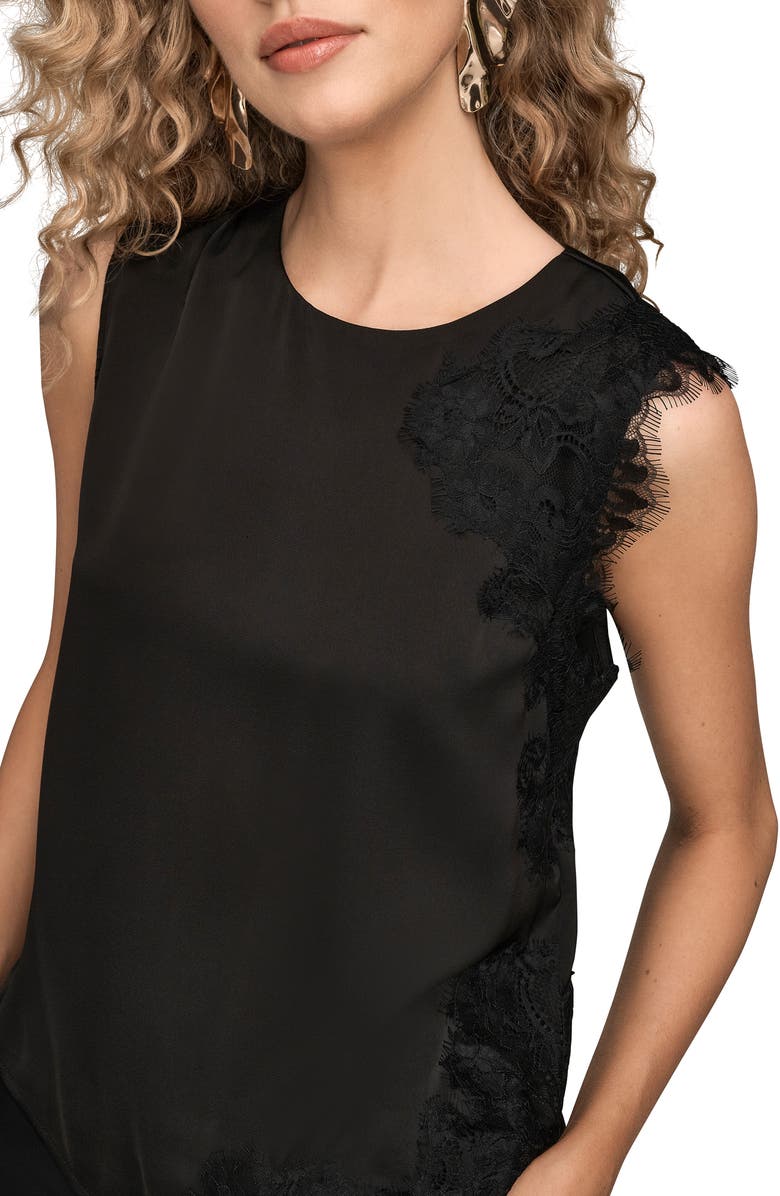 Donna Karan New York Lace Detail Tank, Alternate, color, Black