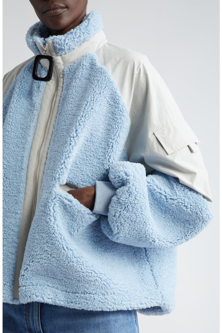 Oversize Mixed Media Colorblock Track Jacket (Nordstrom Exclusive), Alternate, color, LIGHT BLUE