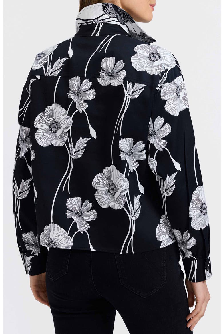 Marina Poppy Print Cotton Button-Up Shirt, Alternate, color, BLACK/ WHITE