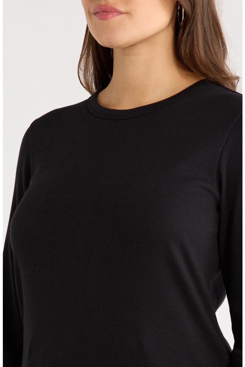 Rib Stretch Pima Cotton T-Shirt, Alternate, color, BLACK